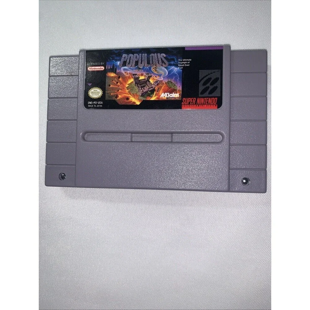 Vintage SNES Super Nintendo - POPULOUS - CIB Video Game Cartridge Only